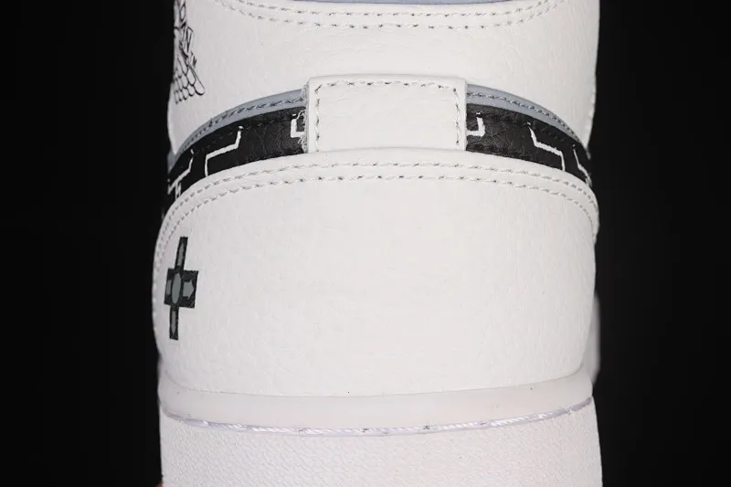 All categories Air Jordan Jordan series basketball shoes Air Jordan 1 Mid Air Jordan 1 Mid AJ1 Joe 1 black and white gray video game graffiti customized Chinese basketball shoes 554724-130